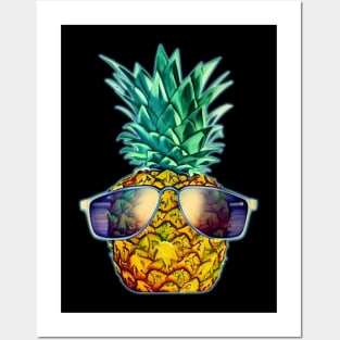 Hawaiian Pineapple with Sunglasses Aloha Beach Posters and Art